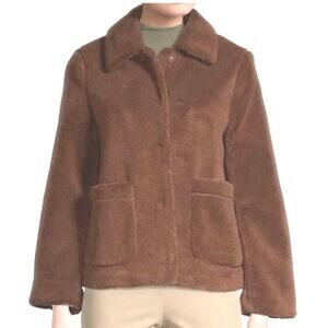 Rebecca Minkoff Harley Teddy Jacket Faux Shearling Brown Size Medium